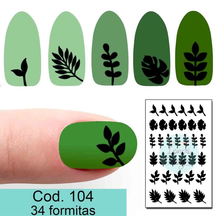 STICKER PARA UÑAS HOJA GRANDE