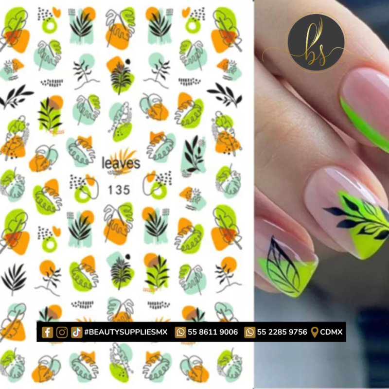 STICKER PARA UÑAS HOJA PEQUEÑA