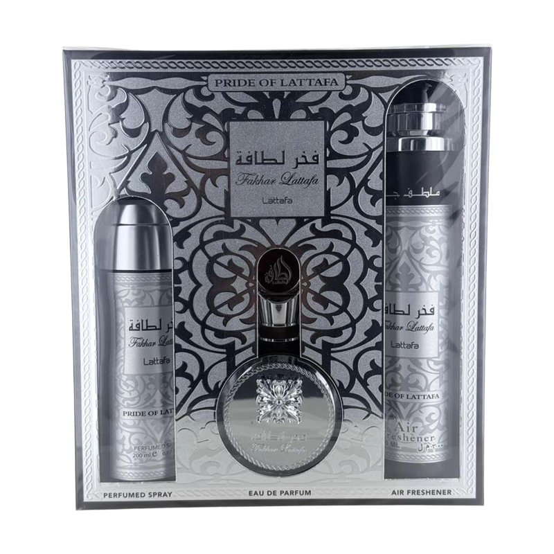 ESTUCHE FAKHAR LATTAFA 3 PZS PLATEADO
