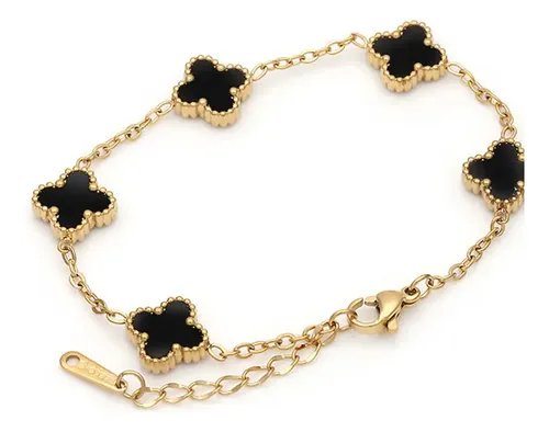 PULSERA DURA FLORES NEGRO Y BLANCO